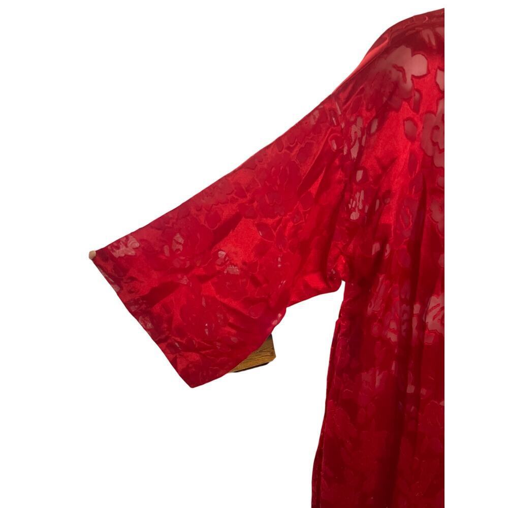 Vintage Victoria's Secret Red Rose Print Kimono Robe Women's Size Petite Small - Picture 6 of 7